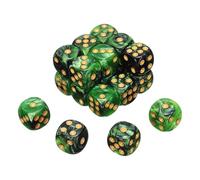 sourcing map 20Pcs 6 Sided Colored Standard Dice, 16mm Acrylic D6 Mini Polyhedral Pearl Pattern Two Tone Colors Game Dice Set for Table Games, Light Green/Black, Gold Point