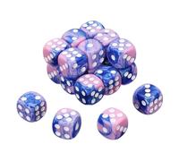 sourcing map 20Pcs 6 Sided Colored Standard Dice, 16mm Acrylic D6 Mini Polyhedral Pearl Pattern Two Tone Colors Game Dice Set for Table Games, Pink/Blue, White Point