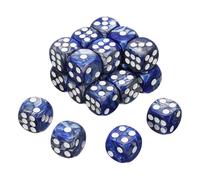 sourcing map 20Pcs 6 Sided Colored Standard Dice, 16mm Acrylic D6 Mini Polyhedral Pearl Pattern Two Tone Colors Game Dice Set for Table Games, Blue/Silver, White Point