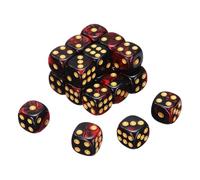 sourcing map 20Pcs 6 Sided Colored Standard Dice, 16mm Acrylic D6 Mini Polyhedral Pearl Pattern Two Tone Colors Game Dice Set for Table Games, Black/Red, Gold Point