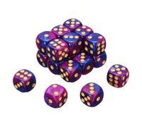 sourcing map 20Pcs 6 Sided Colored Standard Dice, 16mm Acrylic D6 Mini Polyhedral Pearl Pattern Two Tone Colors Game Dice Set for Table Games, Purple/Blue, Gold Point