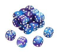 sourcing map 20Pcs 6 Sided Standard Dice, 2 Colors 16mm Acrylic D6 Mini Polyhedral Pearl Pattern Game Dice Set for Table Games, Purple and Drak Blue/White Point