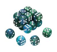 sourcing map 20Pcs 6 Sided Standard Dice, 2 Colors 16mm Acrylic D6 Mini Polyhedral Pearl Pattern Game Dice Set for Table Games, Blue and Green/White Point