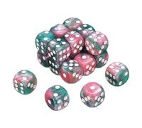 sourcing map 20Pcs 6 Sided Standard Dice, 2 Colors 16mm Acrylic D6 Mini Polyhedral Pearl Pattern Game Dice Set for Table Games, Green and Pink/White Point