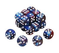 sourcing map 20Pcs 6 Sided Standard Dice, 2 Colors 16mm Acrylic D6 Mini Polyhedral Pearl Pattern Game Dice Set for Table Games, Red and Blue/White Point