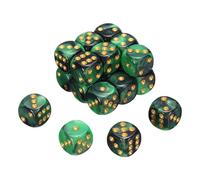 sourcing map 20Pcs 6 Sided Standard Dice, 2 Colors 16mm Acrylic D6 Mini Polyhedral Pearl Pattern Game Dice Set for Table Games, Green and Black/Gold Point