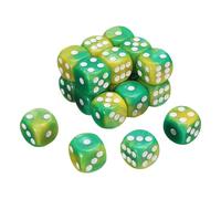 sourcing map 20Pcs 6 Sided Standard Dice, 2 Colors 16mm Acrylic D6 Mini Polyhedral Pearl Pattern Game Dice Set for Table Games, Yellow and Green/White Point