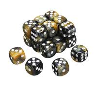 sourcing map 20Pcs 6 Sided Standard Dice, 2 Colors 16mm Acrylic D6 Mini Polyhedral Pearl Pattern Game Dice Set for Table Games, Yellow and Black/White Point