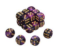 sourcing map 20Pcs 6 Sided Standard Dice, 2 Colors 16mm Acrylic D6 Mini Polyhedral Pearl Pattern Game Dice Set for Table Games, Purple and Black/Gold Point