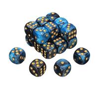 sourcing map 20Pcs 6 Sided Standard Dice, 2 Colors 16mm Acrylic D6 Mini Polyhedral Pearl Pattern Game Dice Set for Table Games, Blue and Black/Gold Point