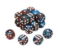 sourcing map 20Pcs 6 Sided Standard Dice, 2 Colors 16mm Acrylic D6 Mini Polyhedral Pearl Pattern Game Dice Set for Table Games, Yellow and Blue/White Point
