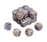 sourcing map 20Pcs 6 Sided Standard Dice, 2 Colors 16mm Acrylic D6 Mini Polyhedral Pearl Pattern Game Dice Set for Table Games, Gray and White/Gold Point