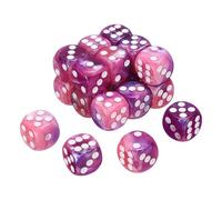 sourcing map 20Pcs 6 Sided Standard Dice, 2 Colors 16mm Acrylic D6 Mini Polyhedral Pearl Pattern Game Dice Set for Table Games, Purple and Pink/White Point