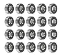 sourcing map 20Pcs 608RS Deep Ball Bearings 8x22x7mm High Carbon Steel Double Sealed Bearings for Electric Motor, Home Appliances, Garden Machinery, Black
