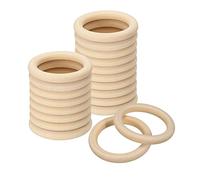 sourcing map 20Pcs 65mm(2.6-inch) Natural Wood Rings, 10mm Thick Smooth Unfinished Wooden Circles for DIY Crafting, Knitting, Macrame, Pendant