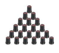 sourcing map 20Pcs 6mm / 0.24" Shaft Hole Knob Guitar Amplifier Push on Fit Knobs, Potentiometer Control Red for Volume Tone Control, Guitar Bass Parts, Chrome