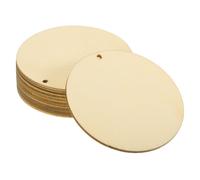 sourcing map 20Pcs 70mm(2.8inch) Unfinished Round Wooden Circles with Holes Round Wood Discs Hanging Tags for Crafts Project, DIY Decorations