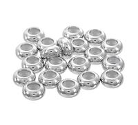 sourcing map 20pcs 9mmx3mm Insert Rubber Stopper Position Spacer Beads, Stainless Steel Adjustable Slider Beads for Jewelry Bracelet Making Silver