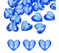 sourcing map 20pcs Acrylic Heart Beads 30x28mm Heart Shape Craft Loose Beads Crystals Gems with Hole for Decoration Making Bracelet Necklace Jewelry Making, Dark Blue