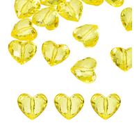 sourcing map 20pcs Acrylic Heart Beads 30x28mm Heart Shape Craft Loose Beads Crystals Gems with Hole for Decoration Making Bracelet Necklace Jewelry Making, Yellow