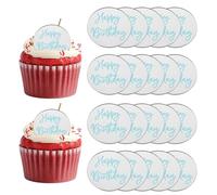 sourcing map 20Pcs Acrylic Mirror Cake Toppers, Happy Birthday Cupcake Toppers Round Shapes Laser Picks Dessert Decorations for Celebrating Party Wedding Shower, 002-Silver