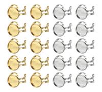 sourcing map 20Pcs Adjustable Finger Ring Base, 14mm Stainless Steel Flat Round Ring Settings Cabochon Base Setting Bezel for Jewelry Making DIY Crafts Findings, Silver Tone/Golden