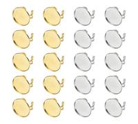 sourcing map 20Pcs Adjustable Finger Ring Base, 25mm Stainless Steel Flat Round Ring Settings Cabochon Base Setting Bezel for Jewelry Making DIY Crafts Findings, Silver Tone/Golden