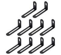 sourcing map 20Pcs Adjustable L-Shape Corner Brace, 32mm x 65mm x 15mm Metal Slotted 90 Degree Right Angle Corner Shelf Bracket Support Brace for Wooden Furniture Cabinet, Black
