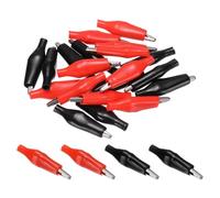 sourcing map 20pcs Alligator Clips 24mm Small Steel Insulated Electrical Test Clamp Crocodile Clamps for Multimeter Laboratory Electric Battery Testing Cable Lead Clip, Red/Black