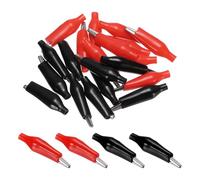 sourcing map 20pcs Alligator Clips 28mm Medium Steel Insulated Electrical Test Clamp Crocodile Clamps for Multimeter Laboratory Electric Battery Testing Cable Lead Clip, Red/Black
