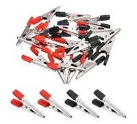 sourcing map 20pcs Alligator Clips 46mm Large Steel Electrical Test Spring Clamps with Plastic Hands Nickel Plated Crocodile Clamps for Multimeter Testing Cable Lead Clip, Red/Black