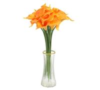sourcing map 20pcs Artificial Calla Lily Fake Silk Flowers Bouquet Real Touch for Home Garden Wedding Party Decoration, Bright Orange