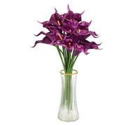 sourcing map 20pcs Artificial Calla Lily Fake Silk Flowers Bouquet Real Touch for Home Garden Wedding Party Decoration, Gradient Purple