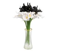 sourcing map 20pcs Artificial Calla Lily Fake Silk Flowers Bouquet Real Touch for Home Garden Wedding Party Decoration, Black/White