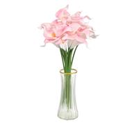 sourcing map 20pcs Artificial Calla Lily Fake Silk Flowers Bouquet Real Touch for Home Garden Wedding Party Decoration, Light Pink