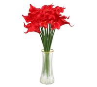 sourcing map 20pcs Artificial Calla Lily Fake Silk Flowers Bouquet Real Touch for Home Garden Wedding Party Decoration, Red