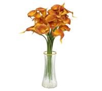 sourcing map 20pcs Artificial Calla Lily Fake Silk Flowers Bouquet Real Touch for Home Garden Wedding Party Decoration, Gold Tone