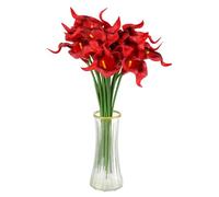 sourcing map 20pcs Artificial Calla Lily Fake Silk Flowers Bouquet Real Touch for Home Garden Wedding Party Decoration, Dark Red