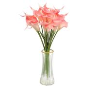 sourcing map 20pcs Artificial Calla Lily Fake Silk Flowers Bouquet Real Touch for Home Garden Wedding Party Decoration, White Pink