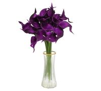 sourcing map 20pcs Artificial Calla Lily Fake Silk Flowers Bouquet Real Touch for Home Garden Wedding Party Decoration, Dark Purple