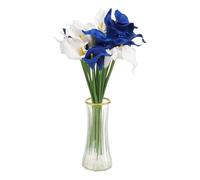 sourcing map 20pcs Artificial Calla Lily Fake Silk Flowers Bouquet Real Touch for Home Garden Wedding Party Decoration, Blue/White