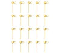 sourcing map 20Pcs Ball Post Stud Earrings, 15x3mm Stainless Steel Round Ear Pin Earring Findings with Vertical Loop for Earring Jewelry DIY, Gold
