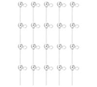 sourcing map 20Pcs Ball Post Stud Earrings, 16x4mm Stainless Steel Round Ear Pin Earring Findings with Vertical Loop for Earring Jewelry DIY, Silver