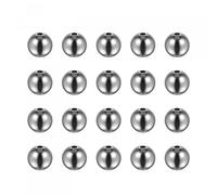sourcing map 20pcs Beads 10mm Stainless Steel 2mm Hole Dia Bead for DIY Crafts, Silver Tone