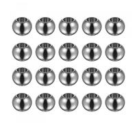 sourcing map 20pcs Beads 10mm Stainless Steel 5mm Hole Dia Bead for DIY Crafts, Silver Tone