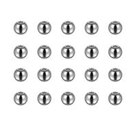 sourcing map 20pcs Beads 6mm Stainless Steel 1.8mm Hole Dia Bead for DIY Crafts, Silver Tone
