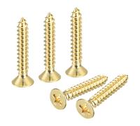 sourcing map 20Pcs Brass Wood Screws, M3.5 x 20mm Phillips Flat Head Self Tapping Screw WoodWorking Screw for Door Hinges, Wooden Furniture, Home Appliances