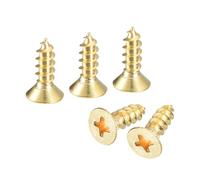 sourcing map 20Pcs Brass Wood Screws, M4 x 12mm Phillips Flat Head Self Tapping Screw WoodWorking Screw for Door Hinges, Wooden Furniture, Home Appliances