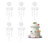 sourcing map 20Pcs Cake Toppers Foam Ball, Cupcake Insert Cake Toppers Cupcakes Decoration Balls for Theme Birthday Party Favors Wedding Halloween Christmas Supplies, White