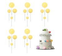 sourcing map 20Pcs Cake Toppers Foam Ball, Cupcake Insert Cake Toppers Cupcakes Decoration Balls for Theme Birthday Party Favors Wedding Halloween Christmas Supplies, Yellow